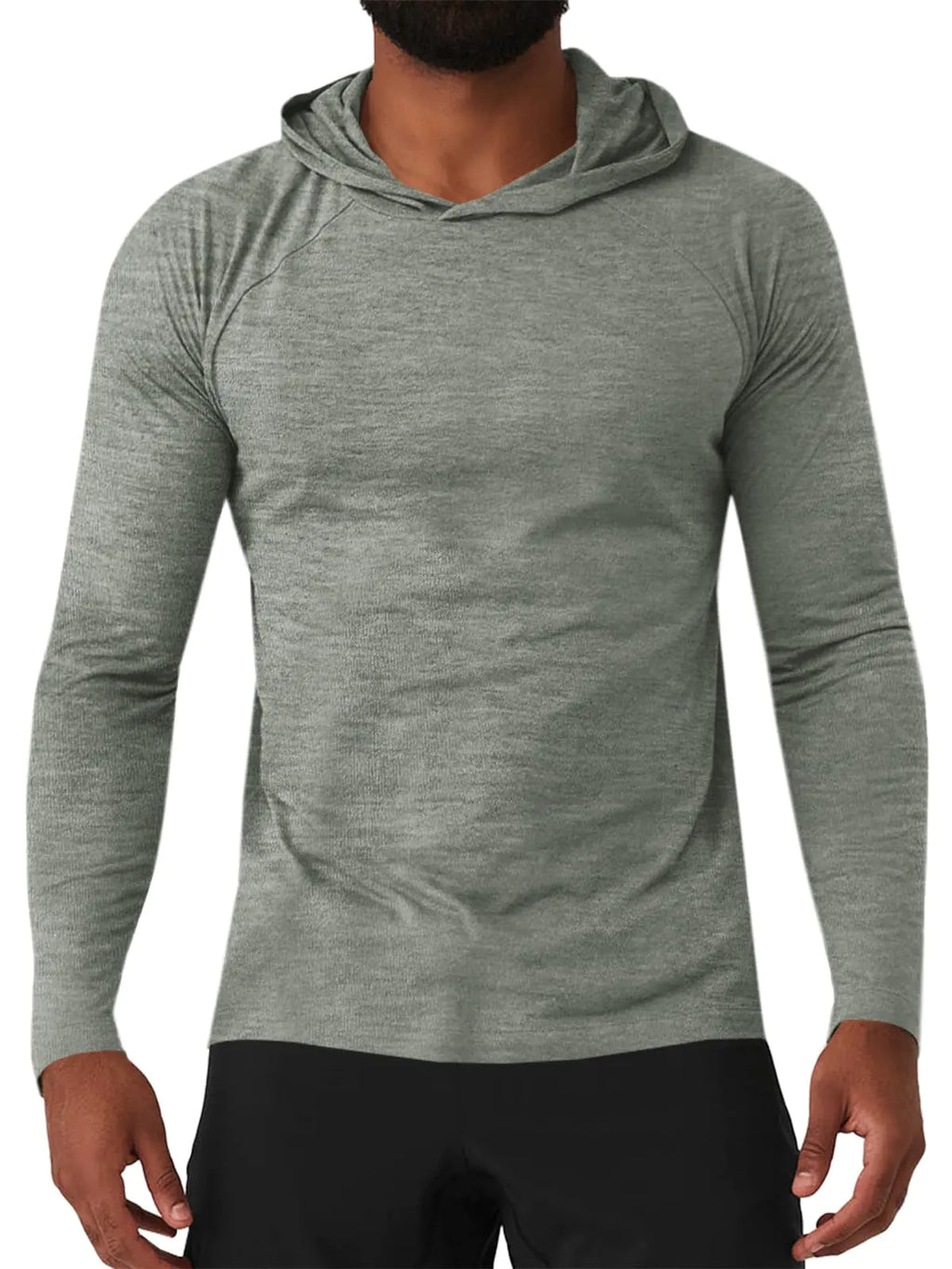 Mens Workout Hoodie Long Sleeve Quick Dry Athletic Shirt with Hood