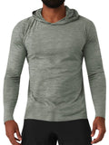 Mens Workout Hoodie Long Sleeve Quick Dry Athletic Shirt with Hood